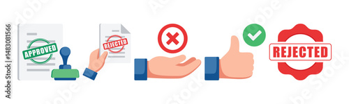 Illustrative image showing the concept of approval and rejection, good for use in business documents, websites, or presentations that deal with project acceptance, feedback or decision-making.