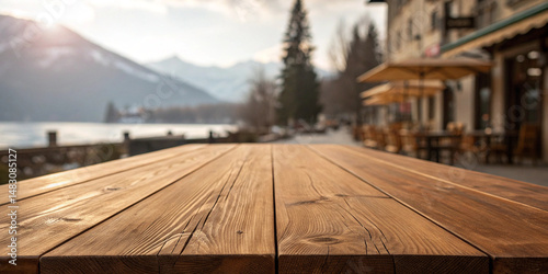 wood table top with aisle blurred background and high quality resolution images