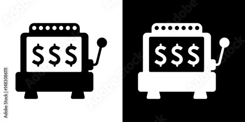Casino slot. Machine jackpot Slot machine.Jackpot poker 777 slot machine icons. Gambling fortune vector concept. Illustration of game machine, gaming casino, one arm bandit. Lucky icons set.