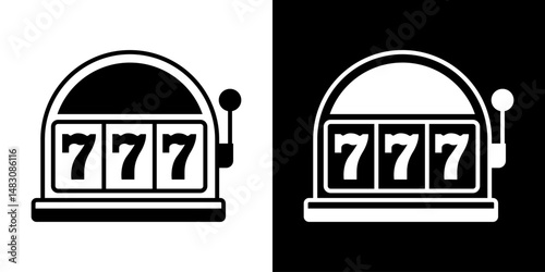 Casino slot. Machine jackpot Slot machine.Jackpot poker 777 slot machine icons. Gambling fortune vector concept. Illustration of game machine, gaming casino, one arm bandit. Lucky icons set.