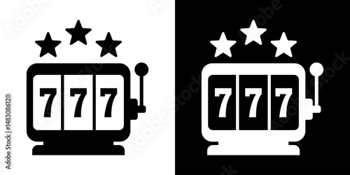 Casino slot. Machine jackpot Slot machine.Jackpot poker 777 slot machine icons. Gambling fortune vector concept. Illustration of game machine, gaming casino, one arm bandit. Lucky icons set.