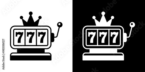 Casino slot. Machine jackpot Slot machine.Jackpot poker 777 slot machine icons. Gambling fortune vector concept. Illustration of game machine, gaming casino, one arm bandit. Lucky icons set.