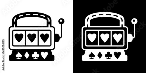 Casino slot. Machine jackpot Slot machine.Jackpot poker 777 slot machine icons. Gambling fortune vector concept. Illustration of game machine, gaming casino, one arm bandit. Lucky icons set.