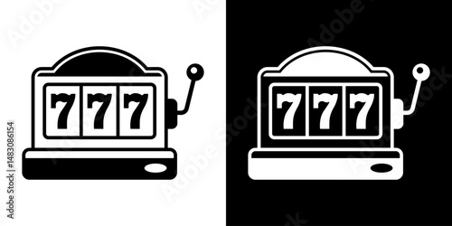Casino slot. Machine jackpot Slot machine.Jackpot poker 777 slot machine icons. Gambling fortune vector concept. Illustration of game machine, gaming casino, one arm bandit. Lucky icons set.