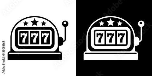 Casino slot. Machine jackpot Slot machine.Jackpot poker 777 slot machine icons. Gambling fortune vector concept. Illustration of game machine, gaming casino, one arm bandit. Lucky icons set.