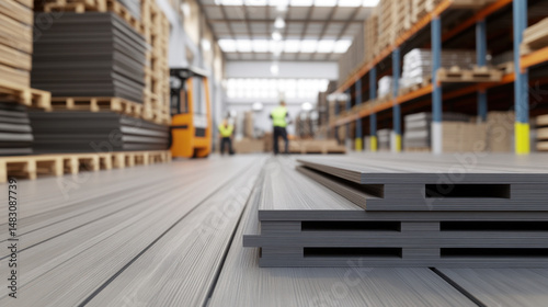 Wallpaper Mural a warehouse storing terrace decking made of wood-plastic composite and terrace constructions. Torontodigital.ca