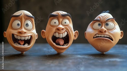 Create a character with a face that can change emotion instantly.