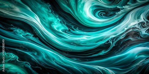 Abstract Turquoise Black Swirling Ocean Long Exposure Photography