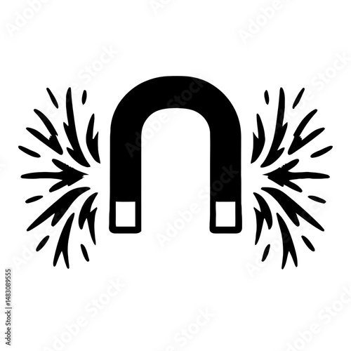 Horseshoe Magnet with Magnetic Field Lines – Representation of Magnetism, Force, and Electromagnetic Principles