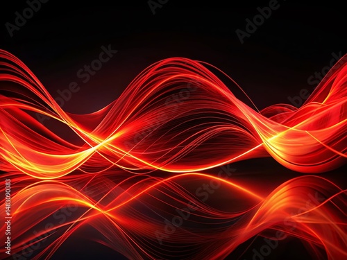 Abstract Red Flowing Lines Dark Background - Digital Art Header