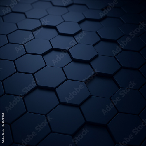 3D Dark Blue Hexagon Grid Abstract Background
