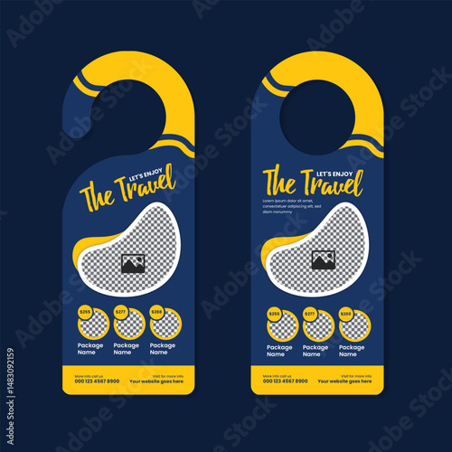 Travel and tourism agency door hanger design template