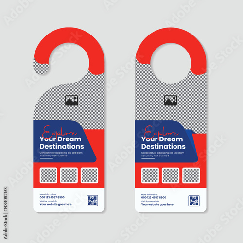Travel and tourism agency door hanger design template