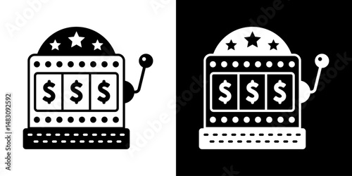 Slot machine. Jackpot poker 777 slot machine icons. Gambling fortune vector concept. Illustration of game machine, gaming casino, one arm bandit vector - jackpot slot. Lucky icons set.