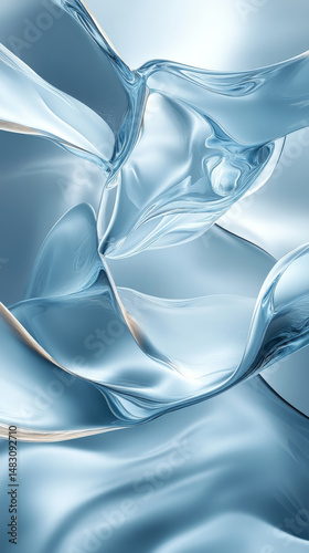 Abstract water forms a swirling, flowing design in shades of blue, white, and silver creating movement.