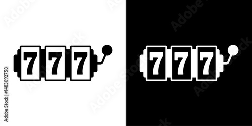 Slot machine. Jackpot poker 777 slot machine icons. Gambling fortune vector concept. Illustration of game machine, gaming casino, one arm bandit vector - jackpot slot. Lucky icons set.