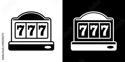 Slot machine. Jackpot poker 777 slot machine icons. Gambling fortune vector concept. Illustration of game machine, gaming casino, one arm bandit vector - jackpot slot. Lucky icons set.