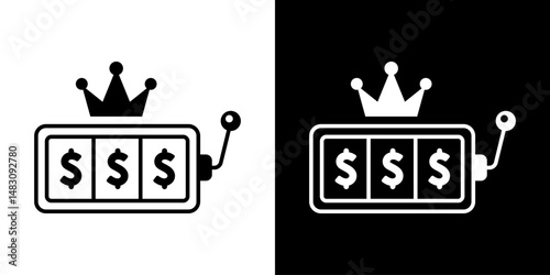 Slot machine. Jackpot poker 777 slot machine icons. Gambling fortune vector concept. Illustration of game machine, gaming casino, one arm bandit vector - jackpot slot. Lucky icons set.