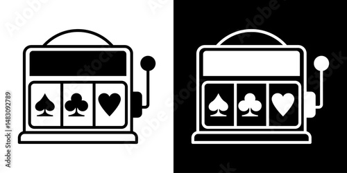 Slot machine. Jackpot poker 777 slot machine icons. Gambling fortune vector concept. Illustration of game machine, gaming casino, one arm bandit vector - jackpot slot. Lucky icons set.