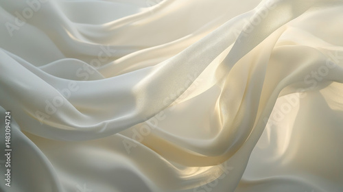 Elegant, flowing white fabric catches the light, creating soft shadows and a sense of ethereal beauty.