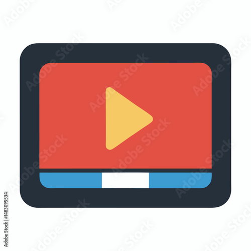 Video player icon on white background