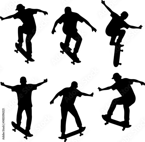 kateboarder Jumping Silhouette