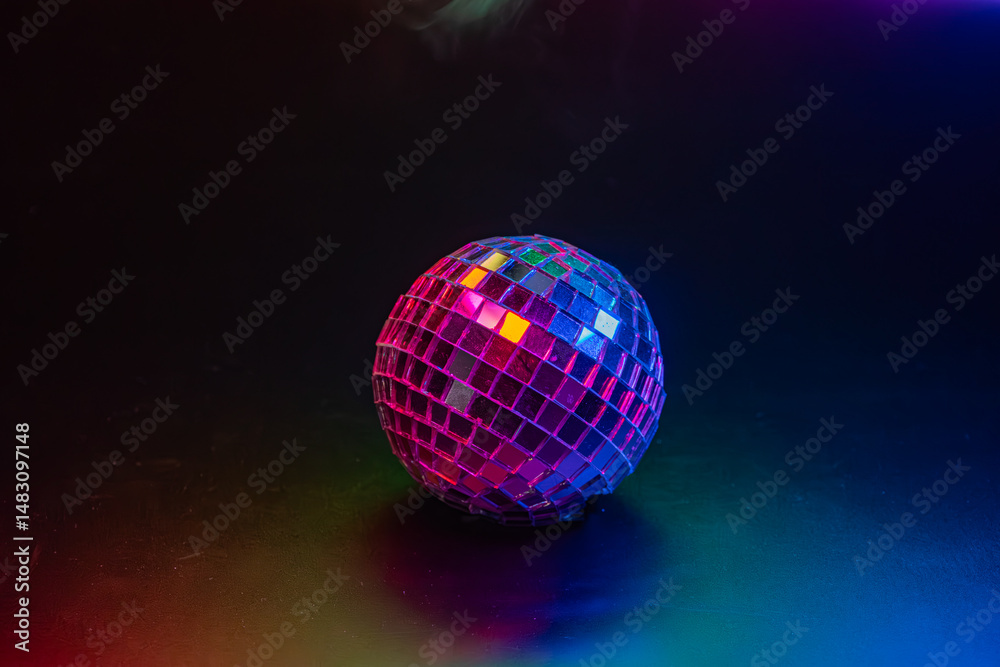 Obraz premium Image of a lit disco ball against a blurred background, commonly used in party or dance environments