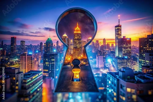 Abstract Double Exposure Cityscape: Llave-01 Keyhole Mystery