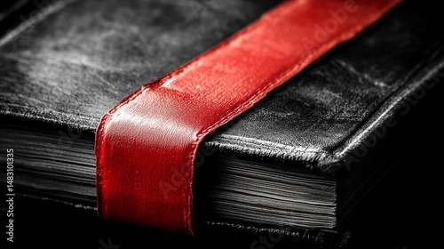 Dark book with crimson bookmark