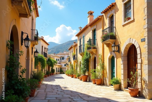 Sun-drenched Andalusian architecture, intricate details , holiday, spanish, spain