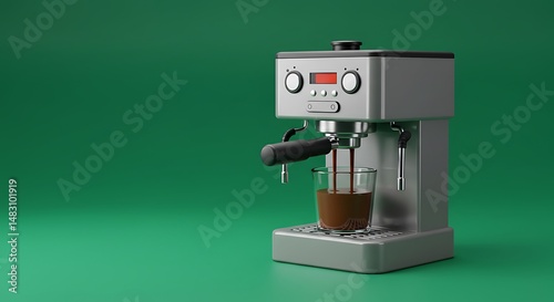 Espresso Machine: Sleek Silver Design Brewing Rich Coffee