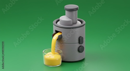 Juicer in Action:  A Simple 3D Render of Fresh Juice