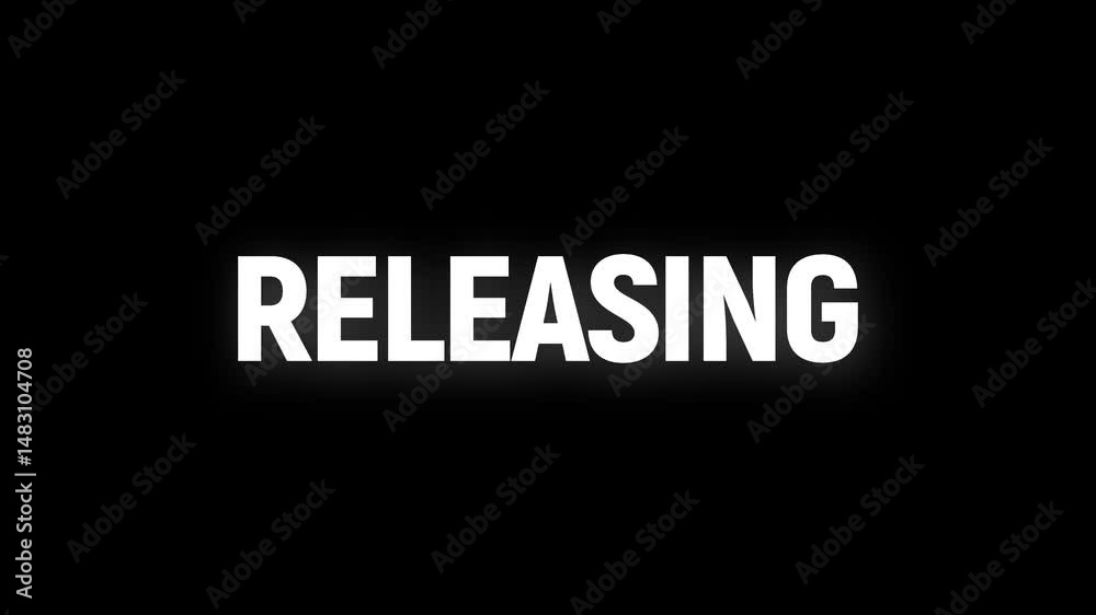 releasing text word animation with vertically rotating effect. 4k web footage motion on Black white Background