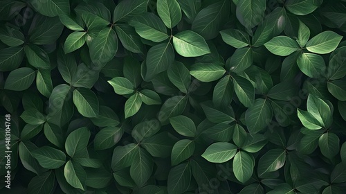 Photograph of dense, overlapping green leaves creating a textured, organic pattern.