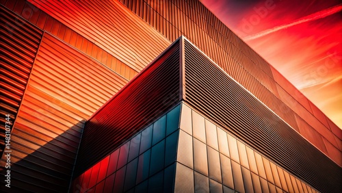 Abstract Architectural Gradient Background: Red, Black, Beige Noise Texture