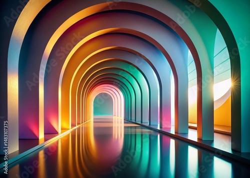 Abstract Architectural Background: Elegant Arches and Geometric Circles