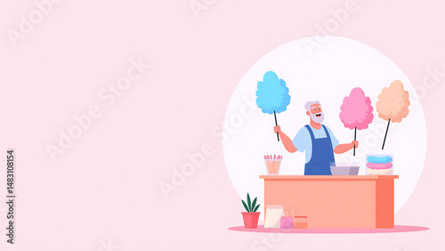 Cotton Candy Making and Selling