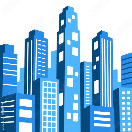 Illustration background of blue city buildings