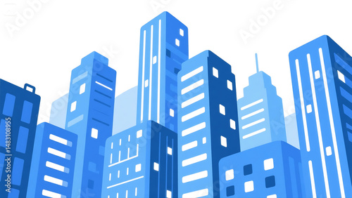 Illustration background of blue city buildings