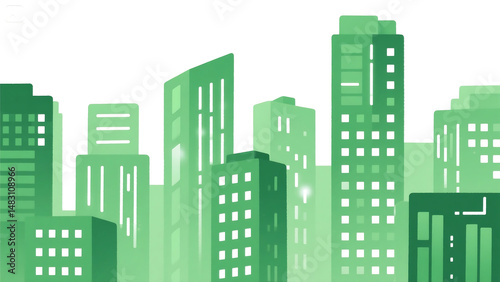 Illustration background of green city buildings