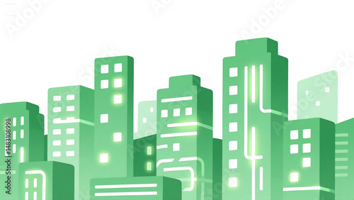 Illustration background of green city buildings