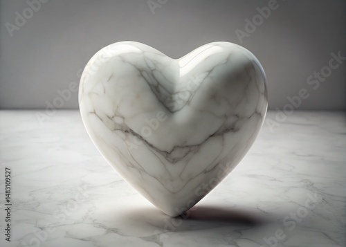 3D Rendered Marble Heart: Valentine's Day & Wedding Love Concept