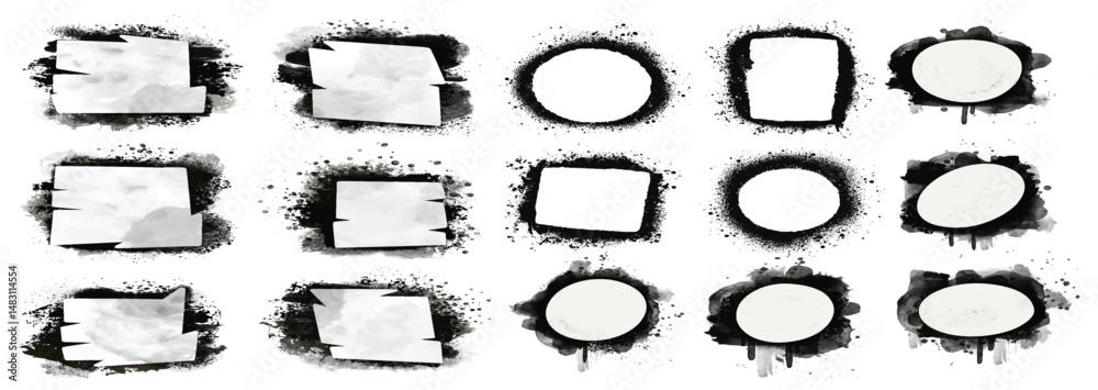 Obraz premium Abstract Hand-Drawn Square and Ovals Collection