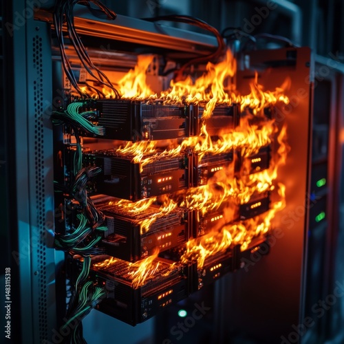 Fire in Data Center with Servers Overheating