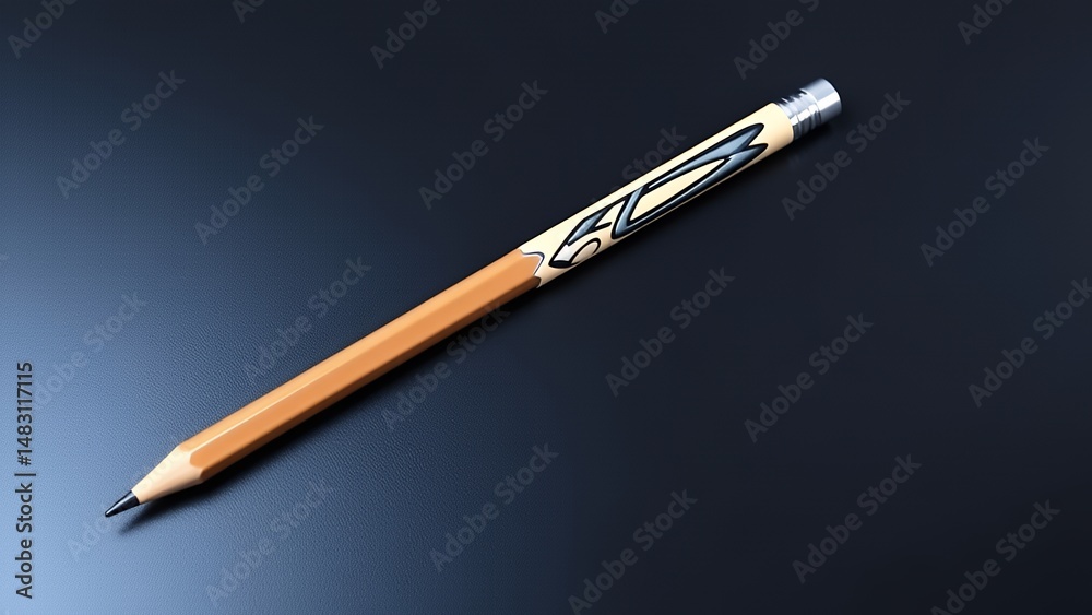 Naklejka premium Title: Pencil on Dark Surface