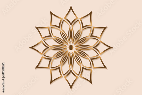 Gold Lotus Flower mandala of sacred ancient geometry. Vector symbols and elements. Alchemy, religion, philosophy, astrology and spirituality themes. Golden Logo icon isolated on vintage background