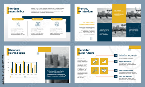 Infographic elements, presentation templates, Powerpoint slideshow template, corporate business annual report. Layout template design of catalog, flyer, pamphlet, leaflet,  brochure, and book cover.