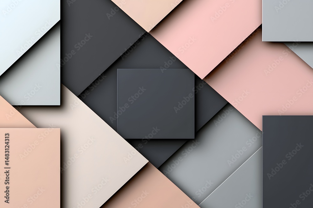 Obraz premium Geometric Abstract Design with Soft Pastel and Dark Tones in Diagonal Arrangement
