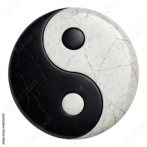 Yin yang symbol made of black and white stone, representing balance and harmony in design