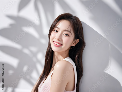 Fashionable Asian female, pretty cosmetic character model, beauty salon poster model